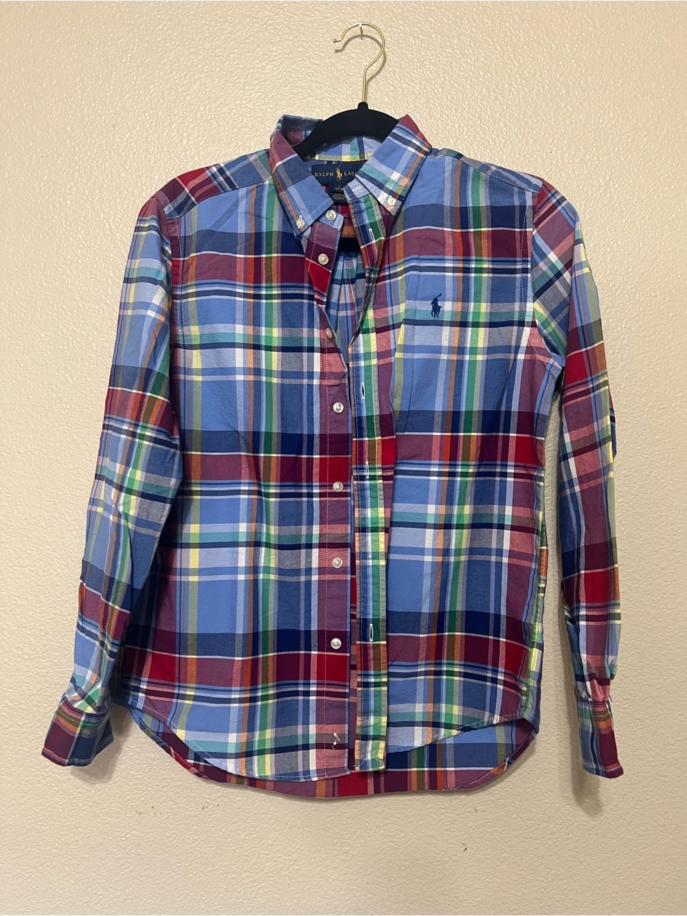 Ralph Lauren Multicolor Plaid Button-Down Shirt — Red, Blue & Green
